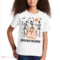 Spooky Season Dancing Skeleton Halloween Costume Funny Cute Kids T-Shirt thumb 2