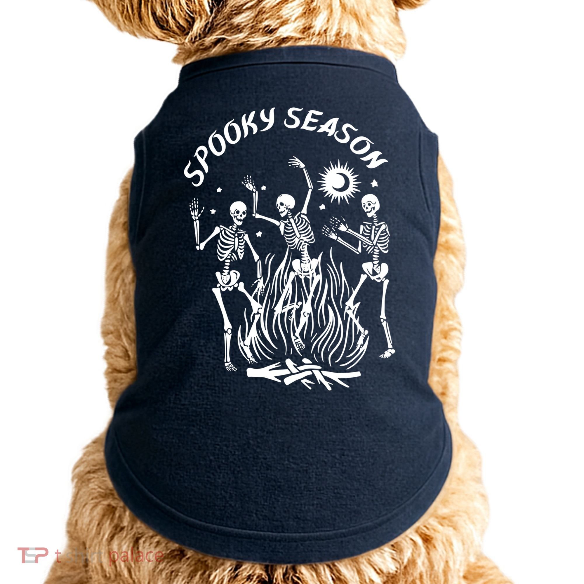 Spooky Season Dancing Skeleton Halloween Costume Doggie Tank