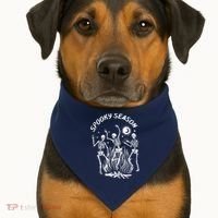 Spooky Season Dancing Skeleton Halloween Costume USA-Made Doggie Bandana thumb 1