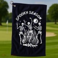 Spooky Season Dancing Skeleton Halloween Costume Golf Towel thumb 1