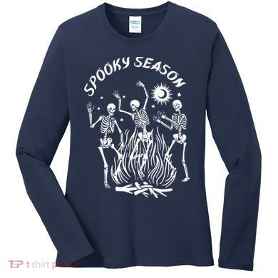 Spooky Season Dancing Skeleton Halloween Costume Women's Long Sleeve Shirt