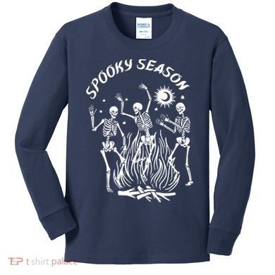 Spooky Season Dancing Skeleton Halloween Costume Kids Long Sleeve Shirt