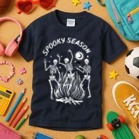 Spooky Season Dancing Skeleton Halloween Costume Kids T-Shirt thumb 3