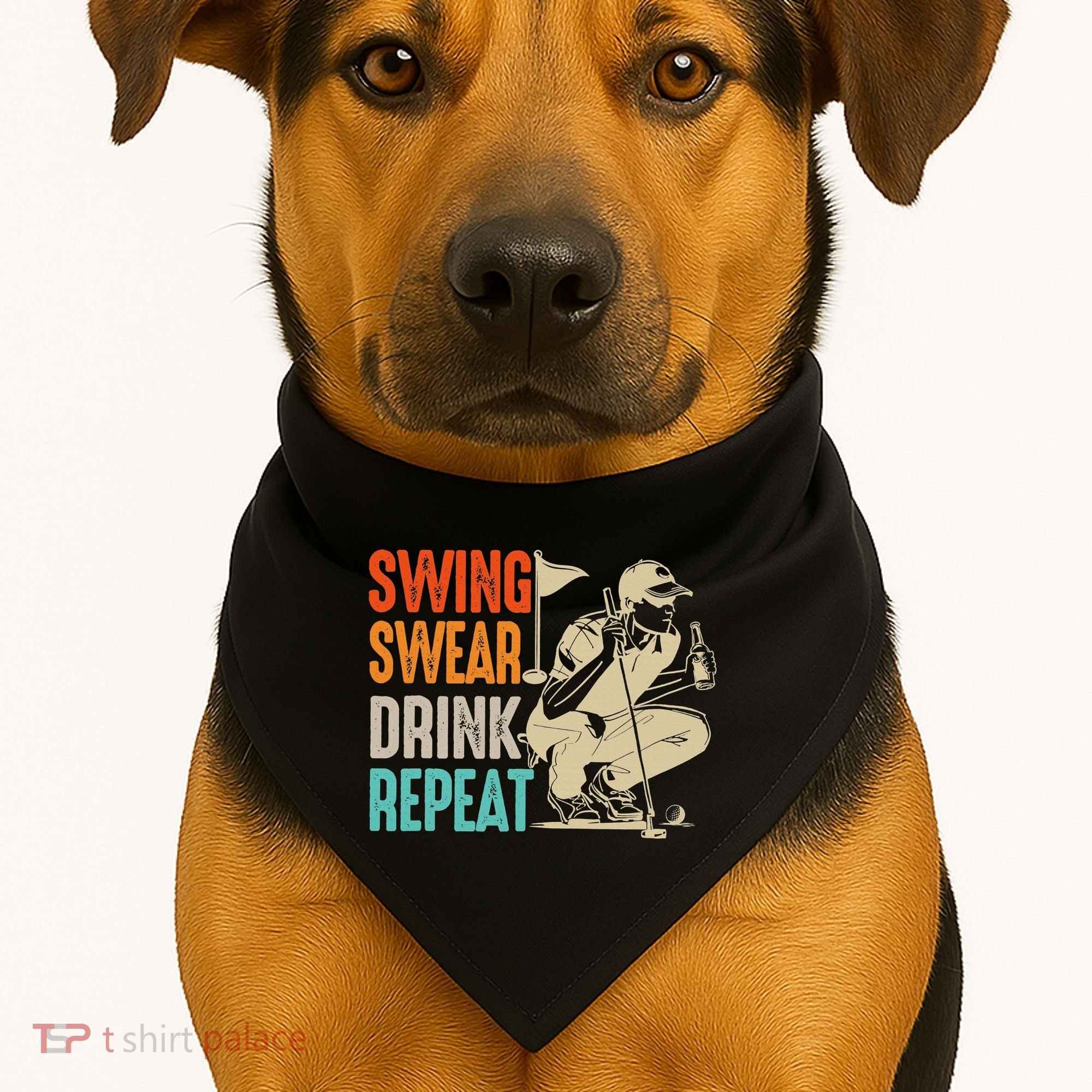 Swing Swear Drink Repeat Love Golf  Golf Enthusiast USA-Made Doggie Bandana
