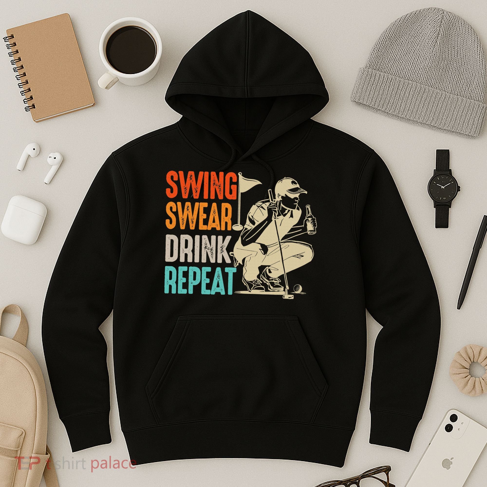 Swing Swear Drink Repeat Love Golf  Golf Enthusiast Hoodie