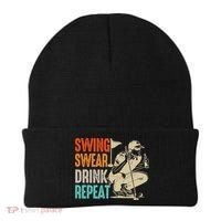 Swing Swear Drink Repeat Love Golf  Golf Enthusiast Beanie thumb 0