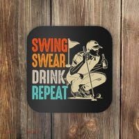 Swing Swear Drink Repeat Love Golf  Golf Enthusiast Coaster thumb 0