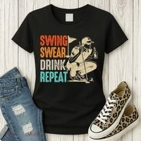 Swing Swear Drink Repeat Love Golf  Golf Enthusiast Women's T-Shirt thumb 3