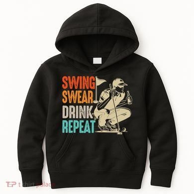 Swing Swear Drink Repeat Love Golf  Golf Enthusiast Kids Hoodie