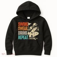 Swing Swear Drink Repeat Love Golf  Golf Enthusiast Kids Hoodie thumb 0