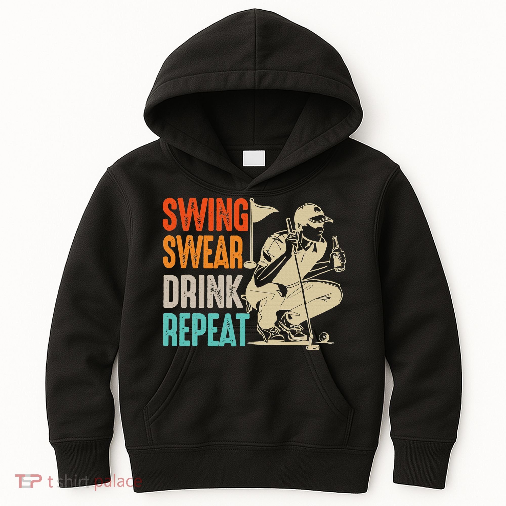 Swing Swear Drink Repeat Love Golf  Golf Enthusiast Kids Hoodie