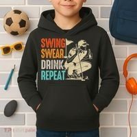 Swing Swear Drink Repeat Love Golf  Golf Enthusiast Kids Hoodie thumb 2