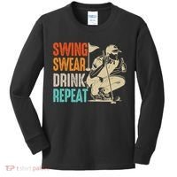 Swing Swear Drink Repeat Love Golf  Golf Enthusiast Kids Long Sleeve Shirt thumb 0