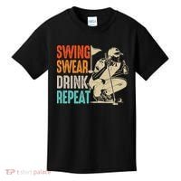 Swing Swear Drink Repeat Love Golf  Golf Enthusiast Kids T-Shirt thumb 0