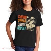 Swing Swear Drink Repeat Love Golf  Golf Enthusiast Kids T-Shirt thumb 2
