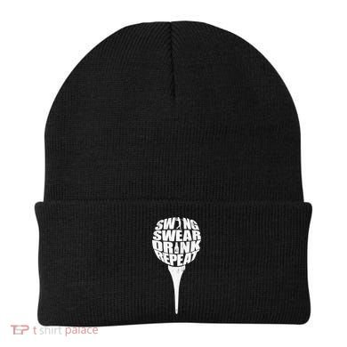 Swing Swear Drink Repeat Player Funny  Golf Lover Beanie