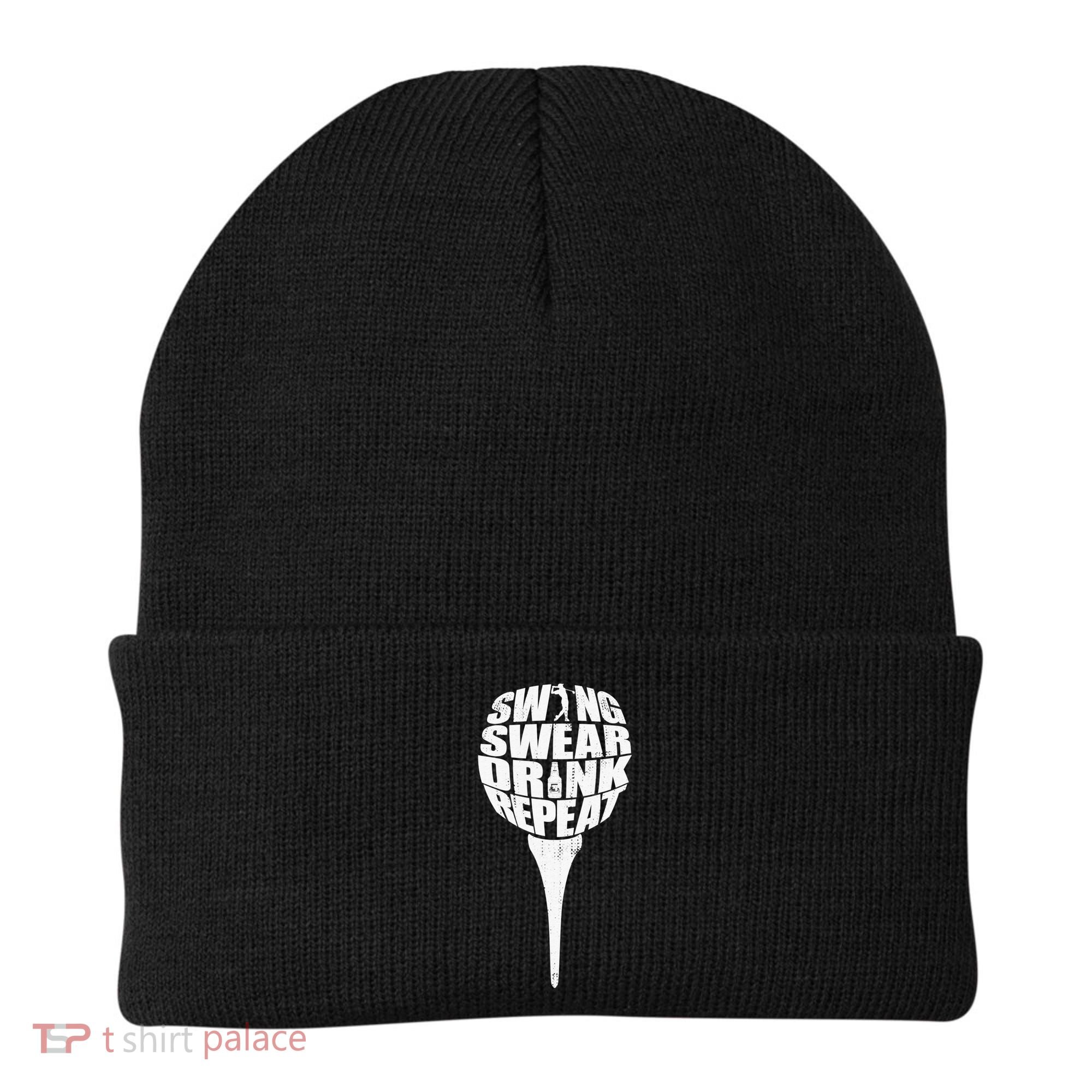 Swing Swear Drink Repeat Player Funny  Golf Lover Beanie