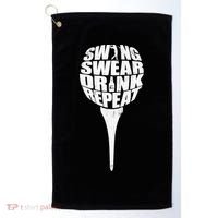 Swing Swear Drink Repeat Player Funny  Golf Lover Golf Towel thumb 0