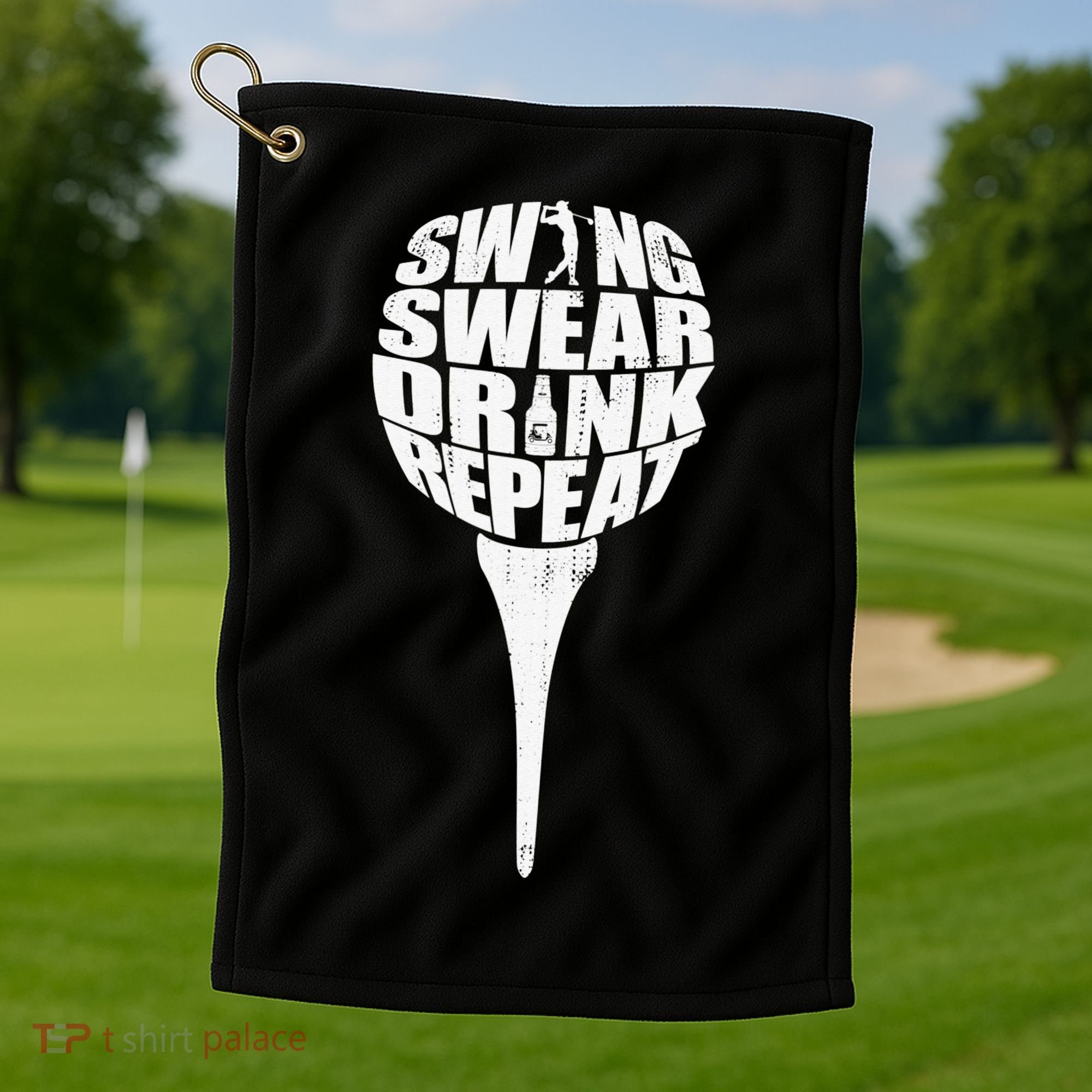 Swing Swear Drink Repeat Player Funny  Golf Lover Golf Towel