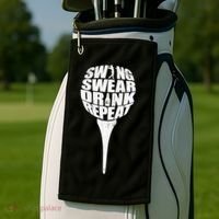 Swing Swear Drink Repeat Player Funny  Golf Lover Golf Towel thumb 2