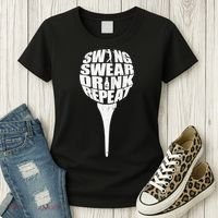 Swing Swear Drink Repeat Player Funny  Golf Lover Women's T-Shirt thumb 3