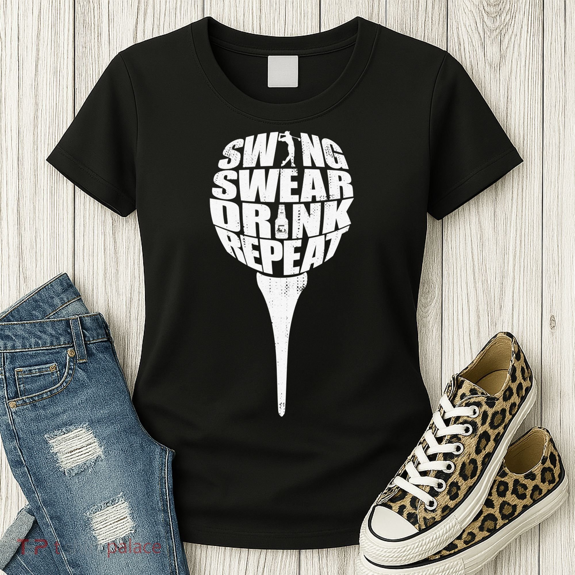 Swing Swear Drink Repeat Player Funny  Golf Lover Women's T-Shirt