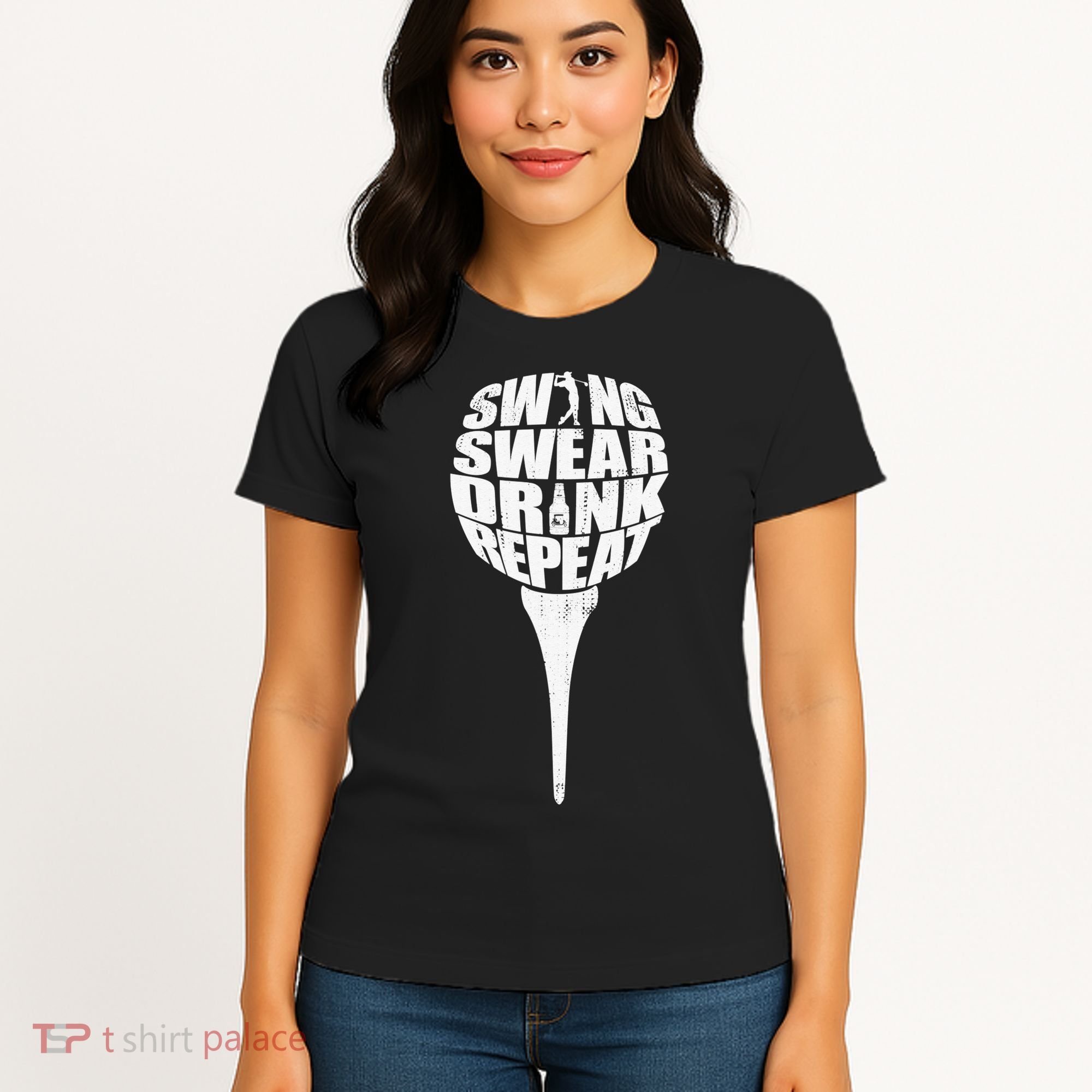 Swing Swear Drink Repeat Player Funny  Golf Lover Women's T-Shirt
