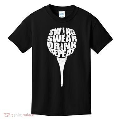 Swing Swear Drink Repeat Player Funny  Golf Lover Kids T-Shirt