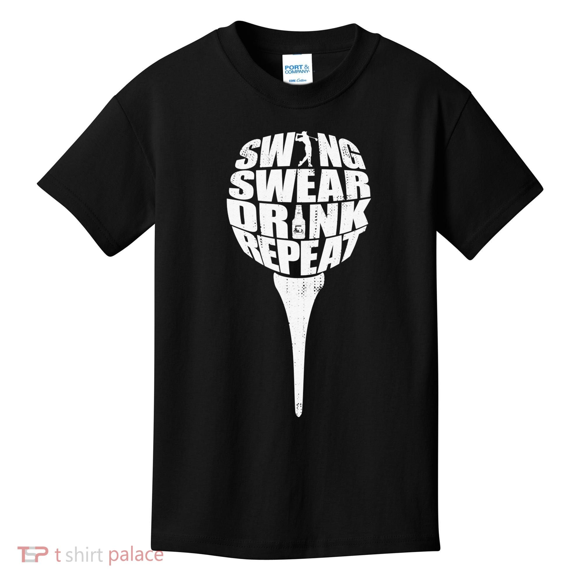 Swing Swear Drink Repeat Player Funny  Golf Lover Kids T-Shirt