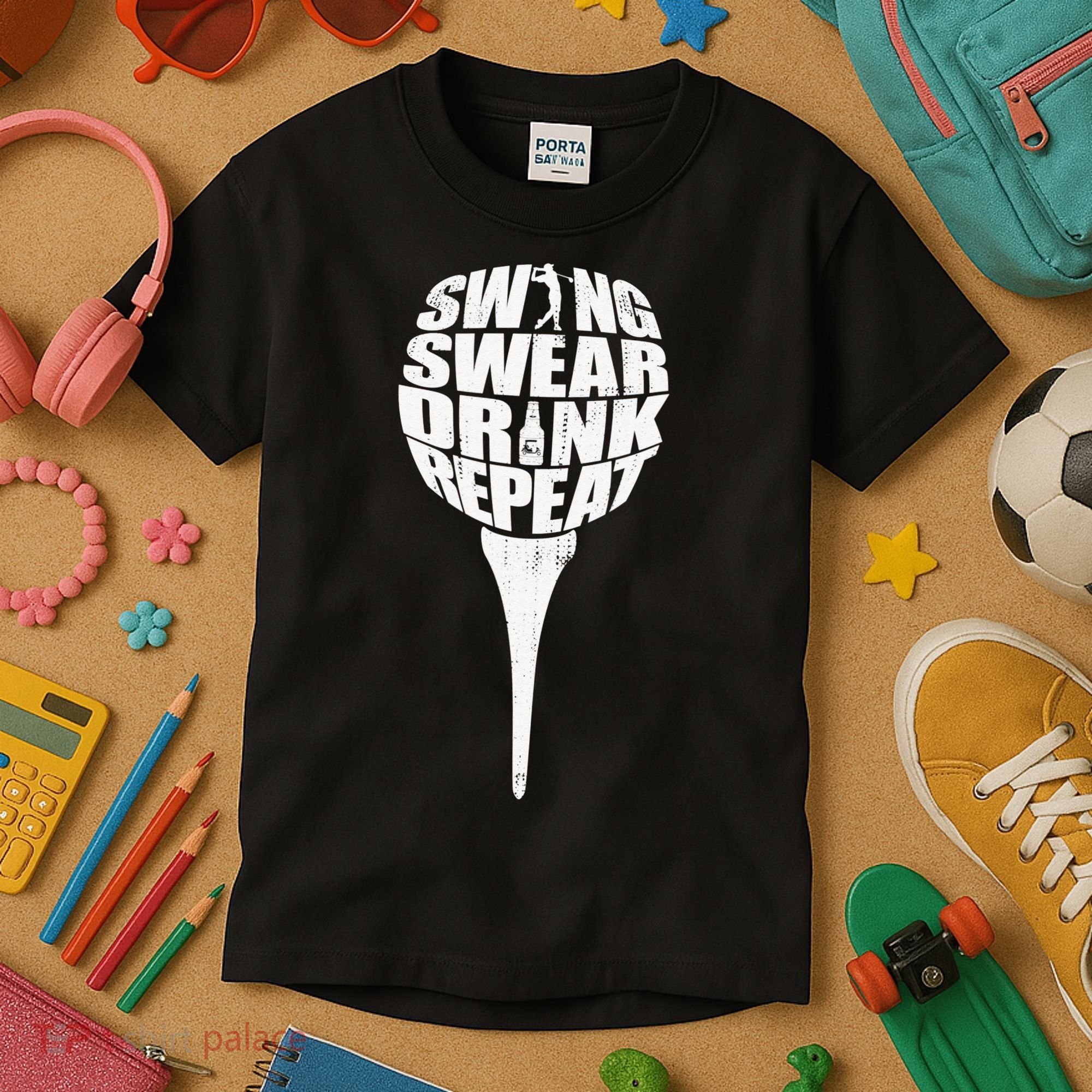 Swing Swear Drink Repeat Player Funny  Golf Lover Kids T-Shirt