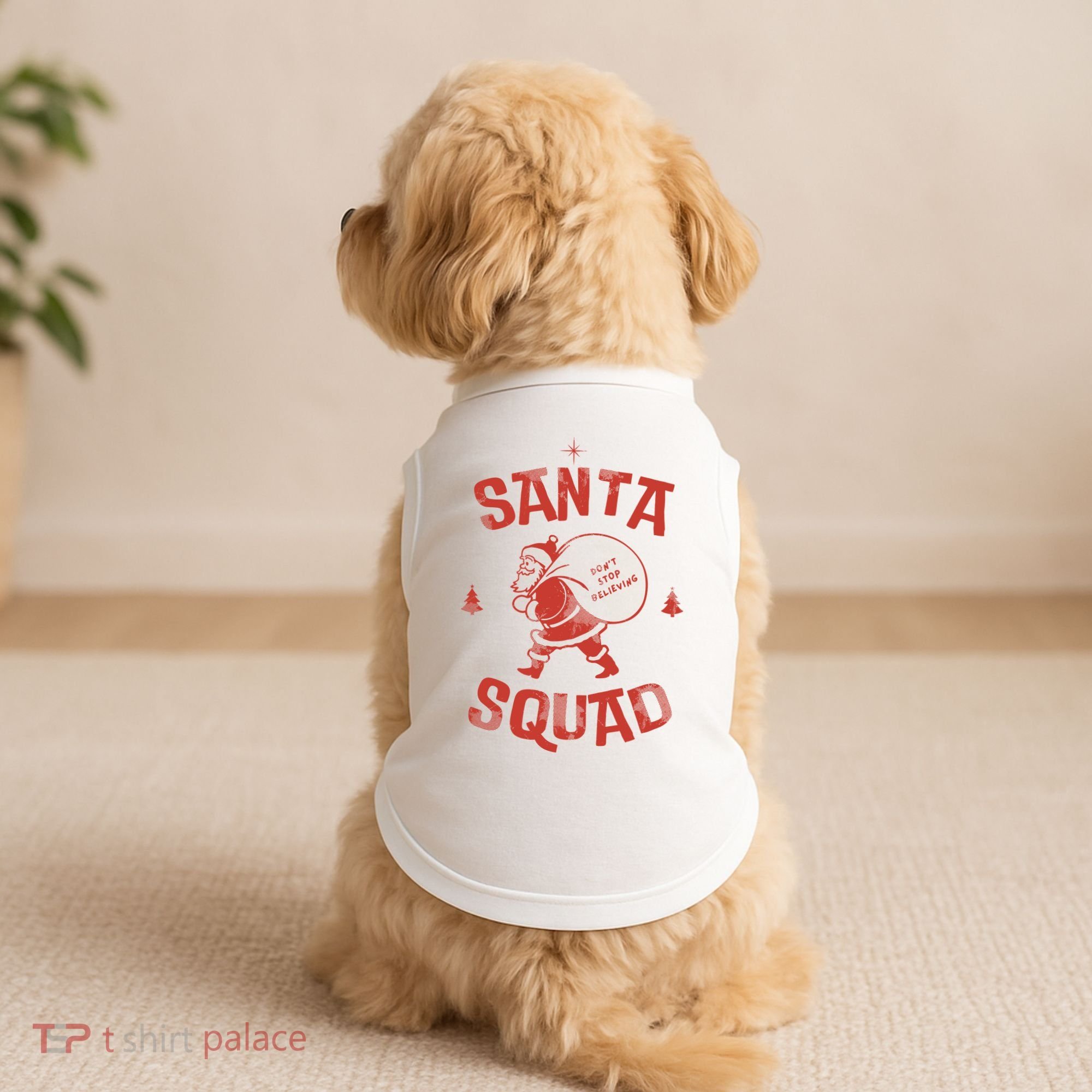 Santa Squad Dont Stop Believing Christmas Doggie Tank