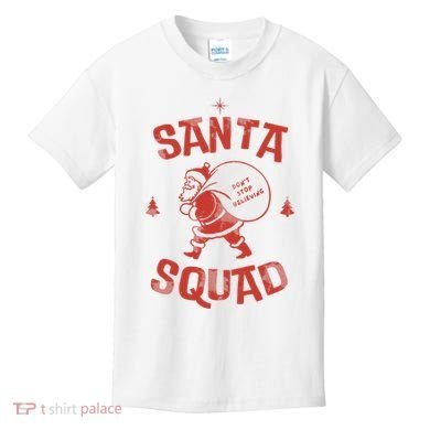 Santa Squad Dont Stop Believing Christmas Kids T-Shirt