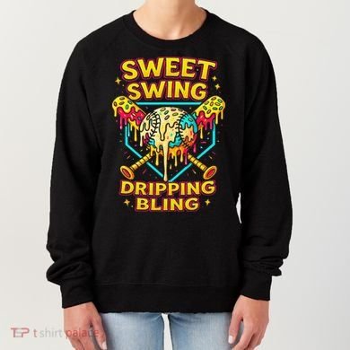 Sweet Swing Dripping Bling Baseball Women's Sweatshirt