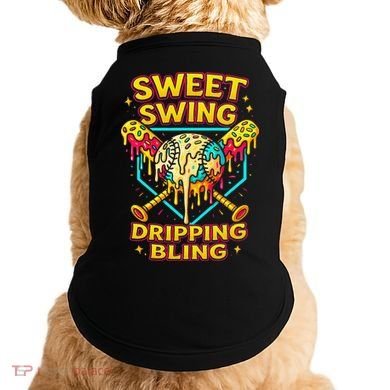 Sweet Swing Dripping Bling Baseball Doggie Tank