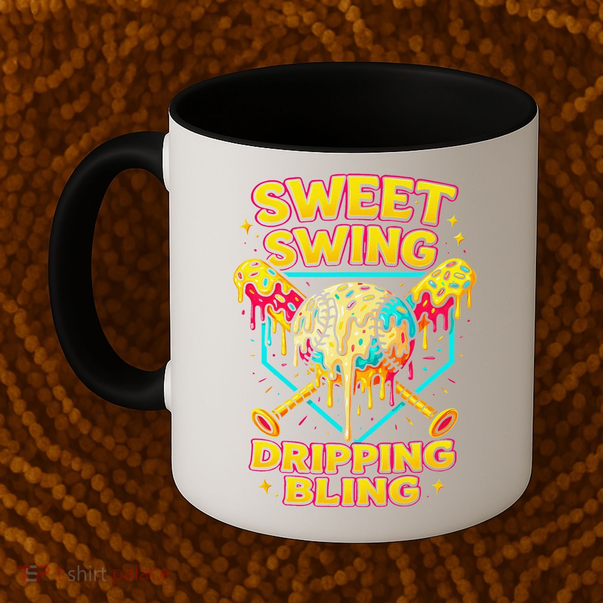Sweet Swing Dripping Bling Baseball Coffee Mug