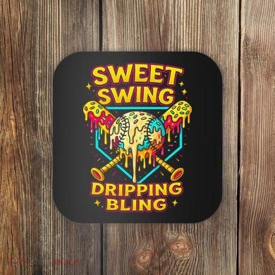 Sweet Swing Dripping Bling Baseball Coaster