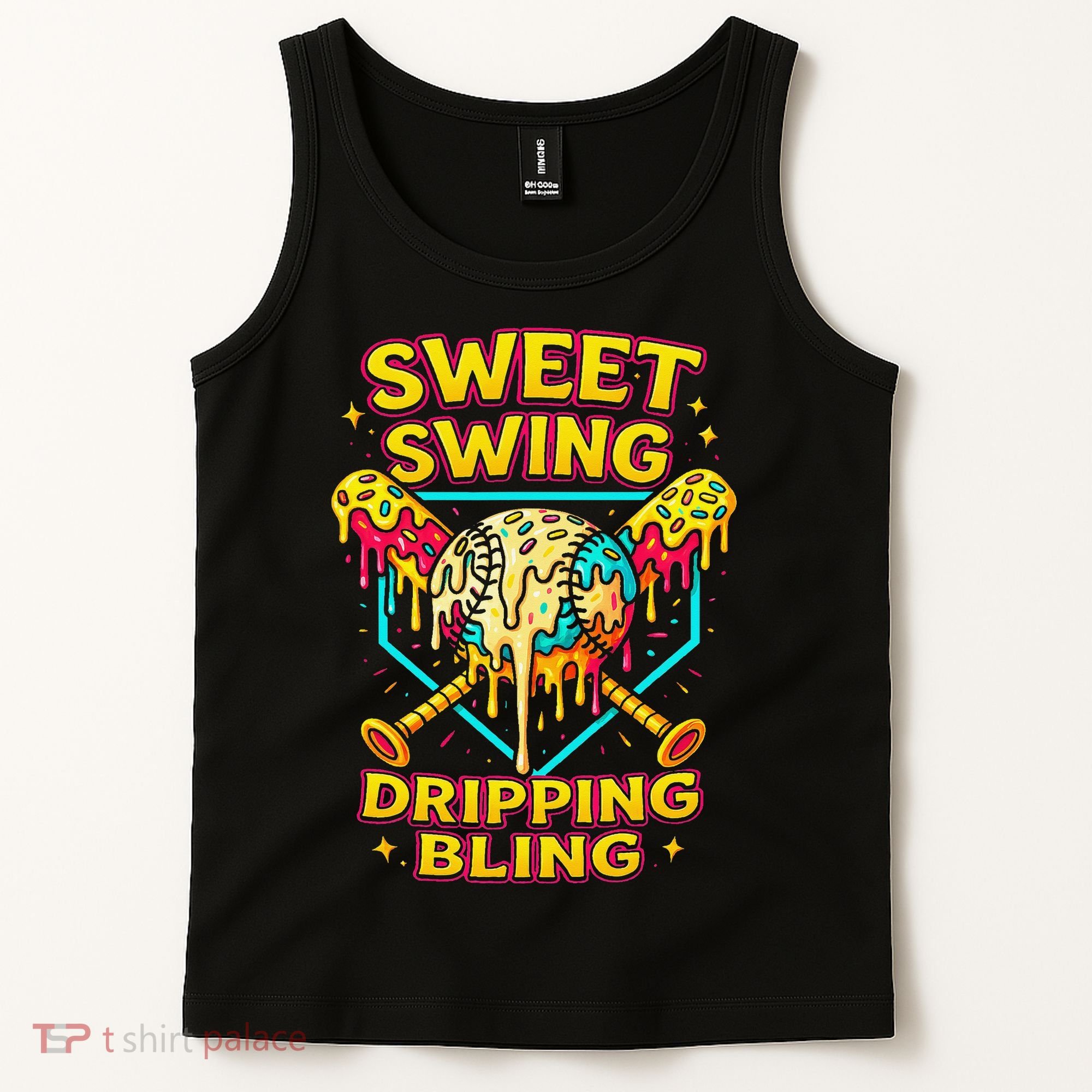 Sweet Swing Dripping Bling Baseball Tank Top