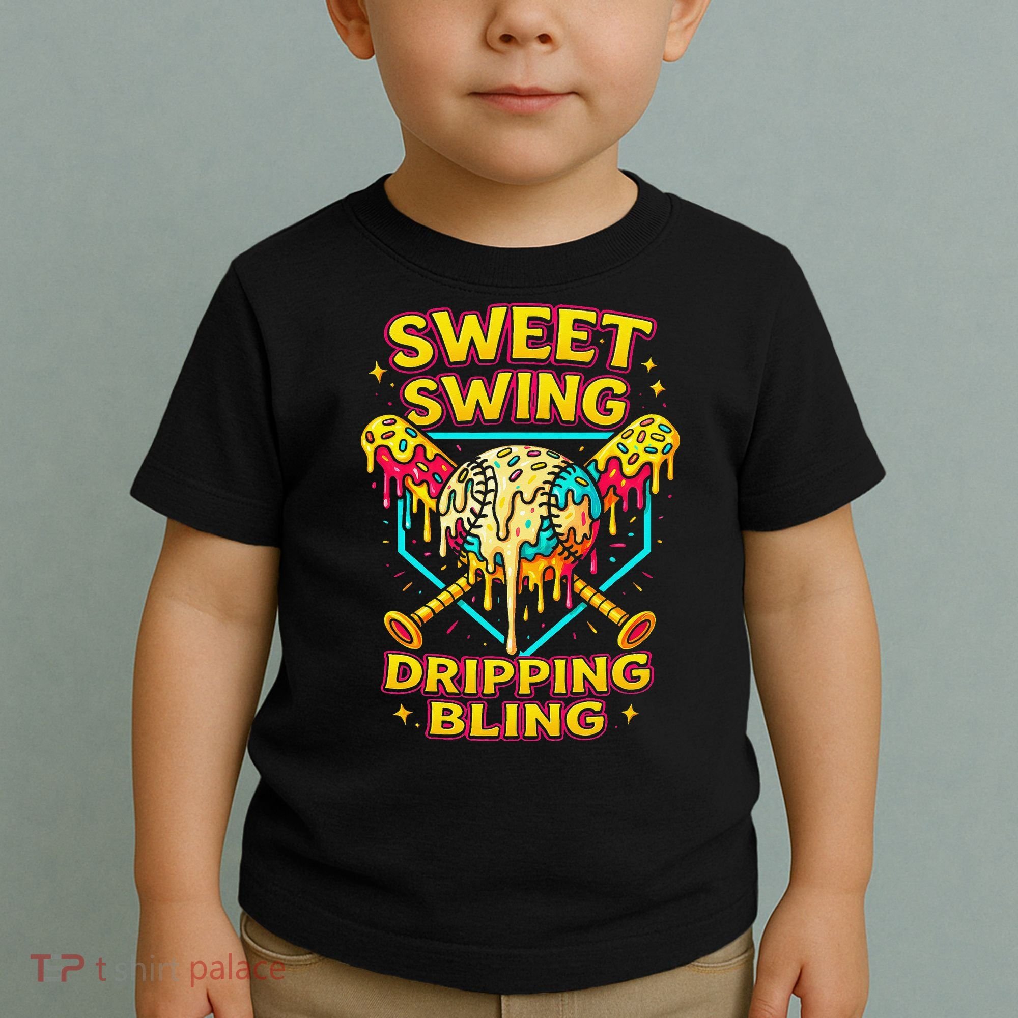 Sweet Swing Dripping Bling Baseball Toddler T-Shirt