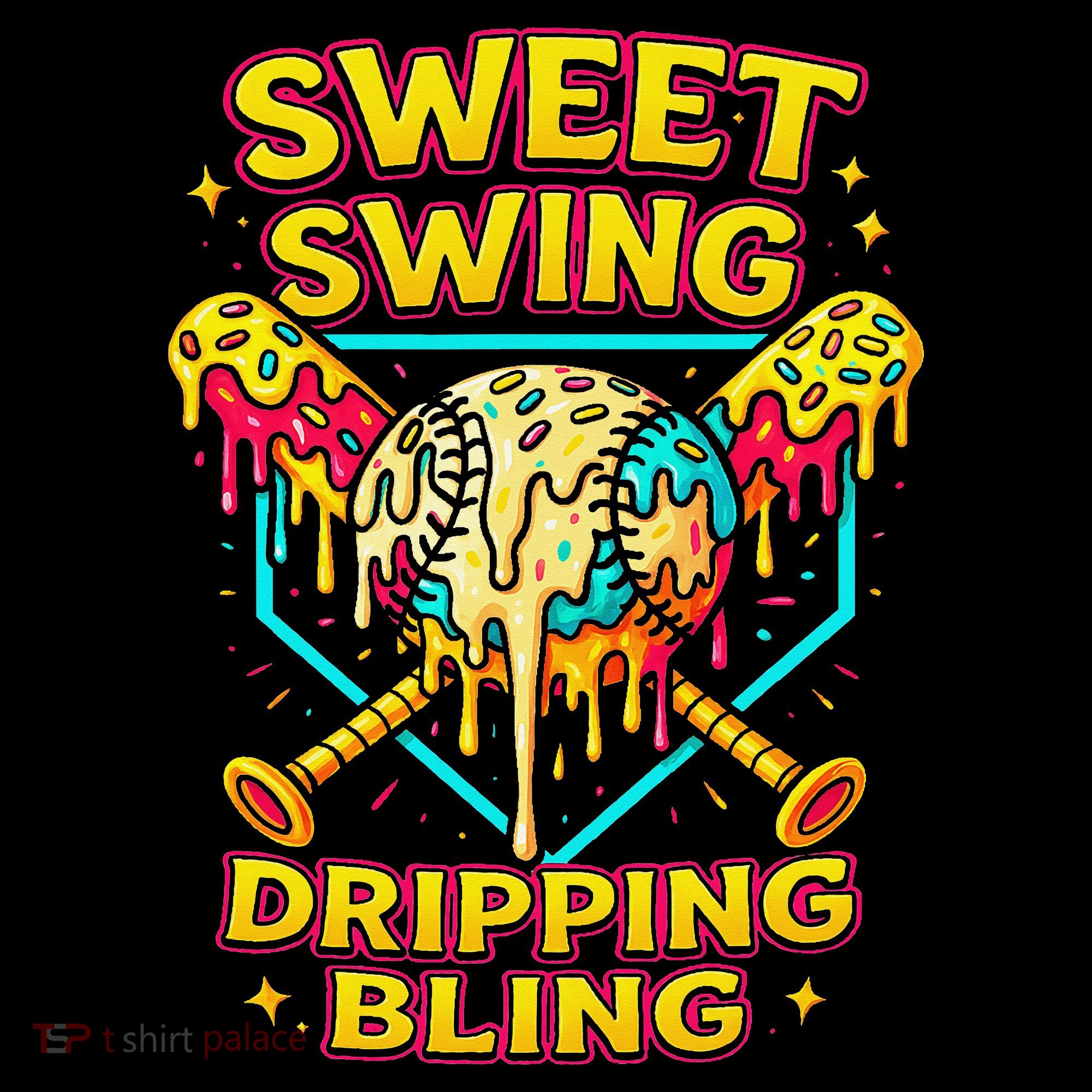 Sweet Swing Dripping Bling Baseball Women's Long Sleeve Shirt