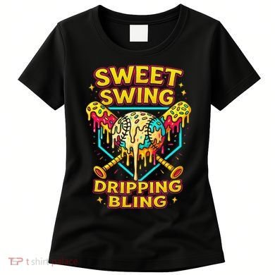 Sweet Swing Dripping Bling Baseball Women's T-Shirt