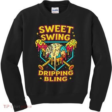 Sweet Swing Dripping Bling Baseball Kids Sweatshirt