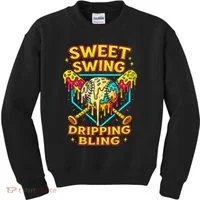 Sweet Swing Dripping Bling Baseball Kids Sweatshirt thumb 0