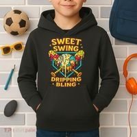 Sweet Swing Dripping Bling Baseball Kids Hoodie thumb 2