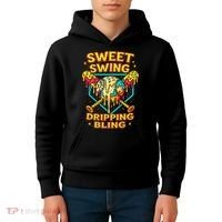 Sweet Swing Dripping Bling Baseball Kids Hoodie thumb 4