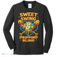 Sweet Swing Dripping Bling Baseball Kids Long Sleeve Shirt thumb 0