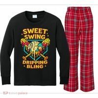 Sweet Swing Dripping Bling Baseball Kids Long Sleeve Plaid Pajama Set thumb 0