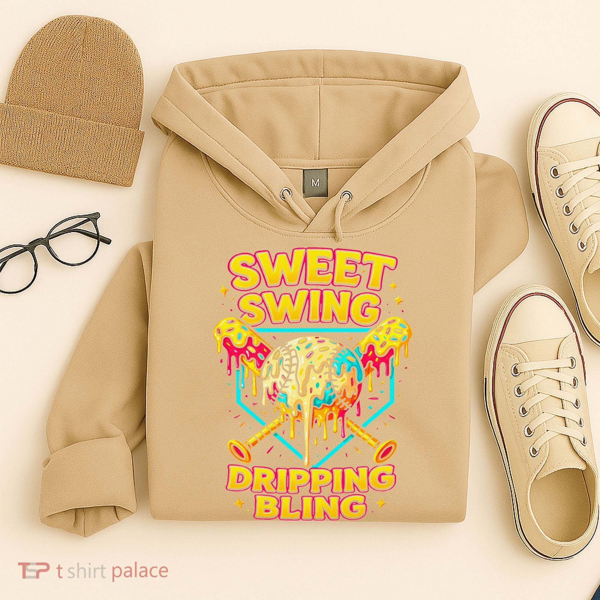 Sweet Swing Dripping Bling Baseball Hoodie