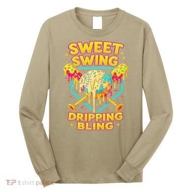 Sweet Swing Dripping Bling Baseball Long Sleeve Shirt