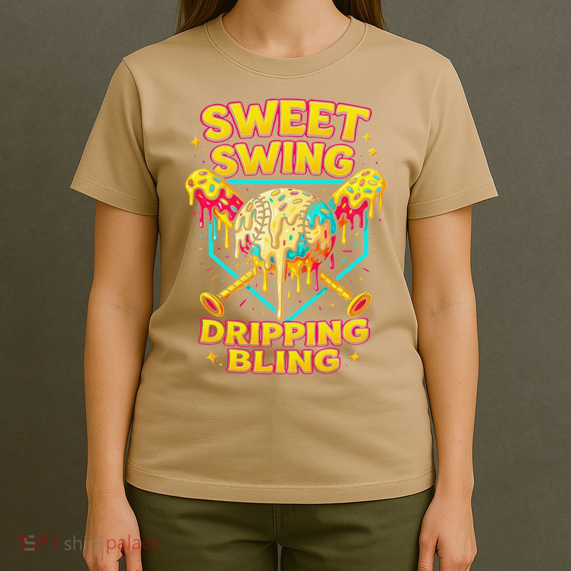 Sweet Swing Dripping Bling Baseball T-Shirt
