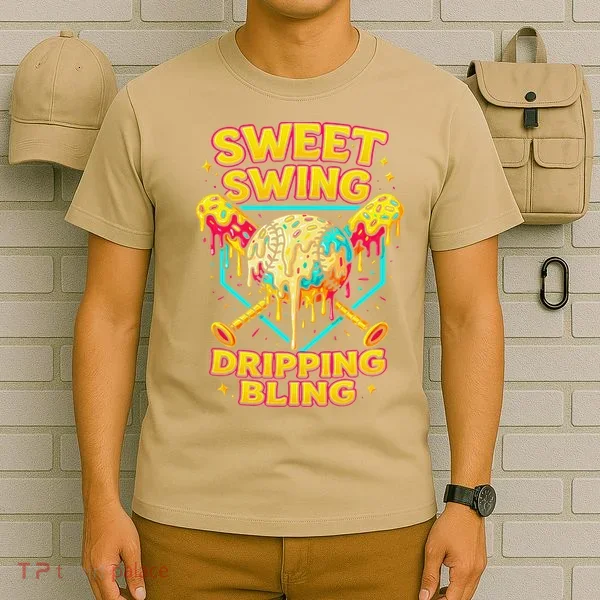 Sweet Swing Dripping Bling Baseball T-Shirt